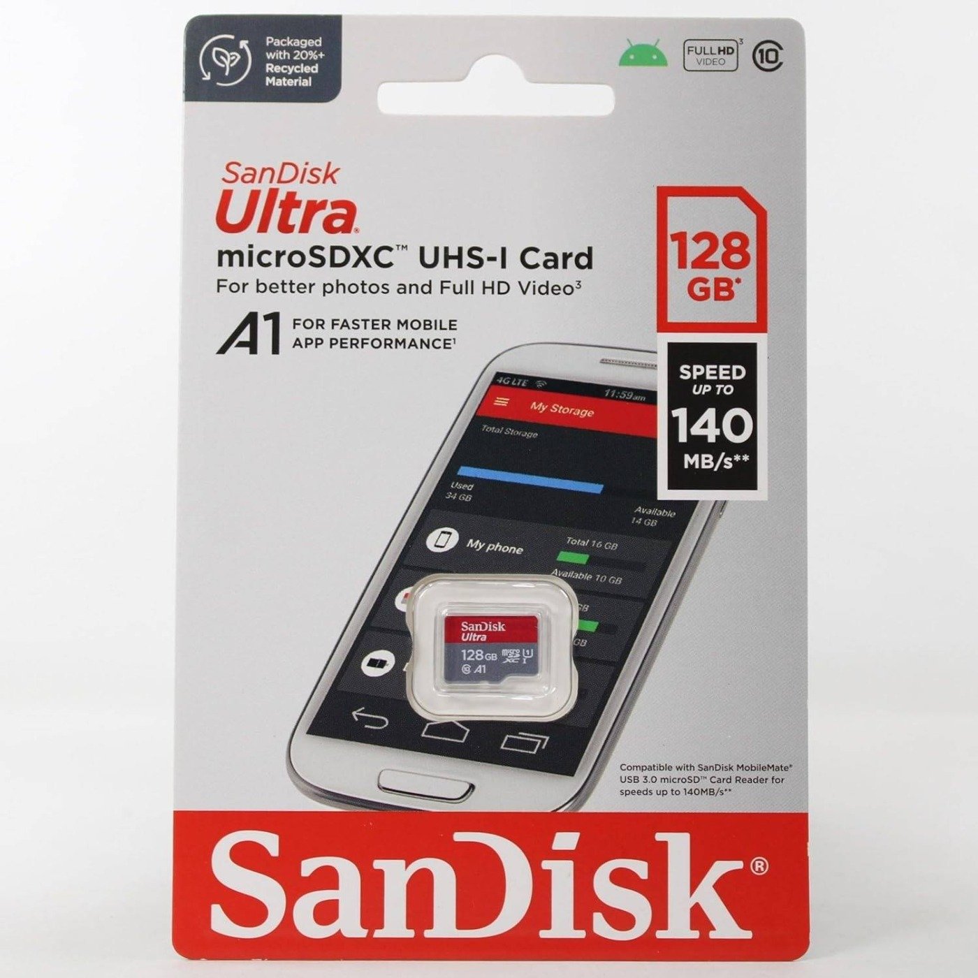 SanDisk Ultra microSDXC 128GB (A1, Class 10) with Adapter
